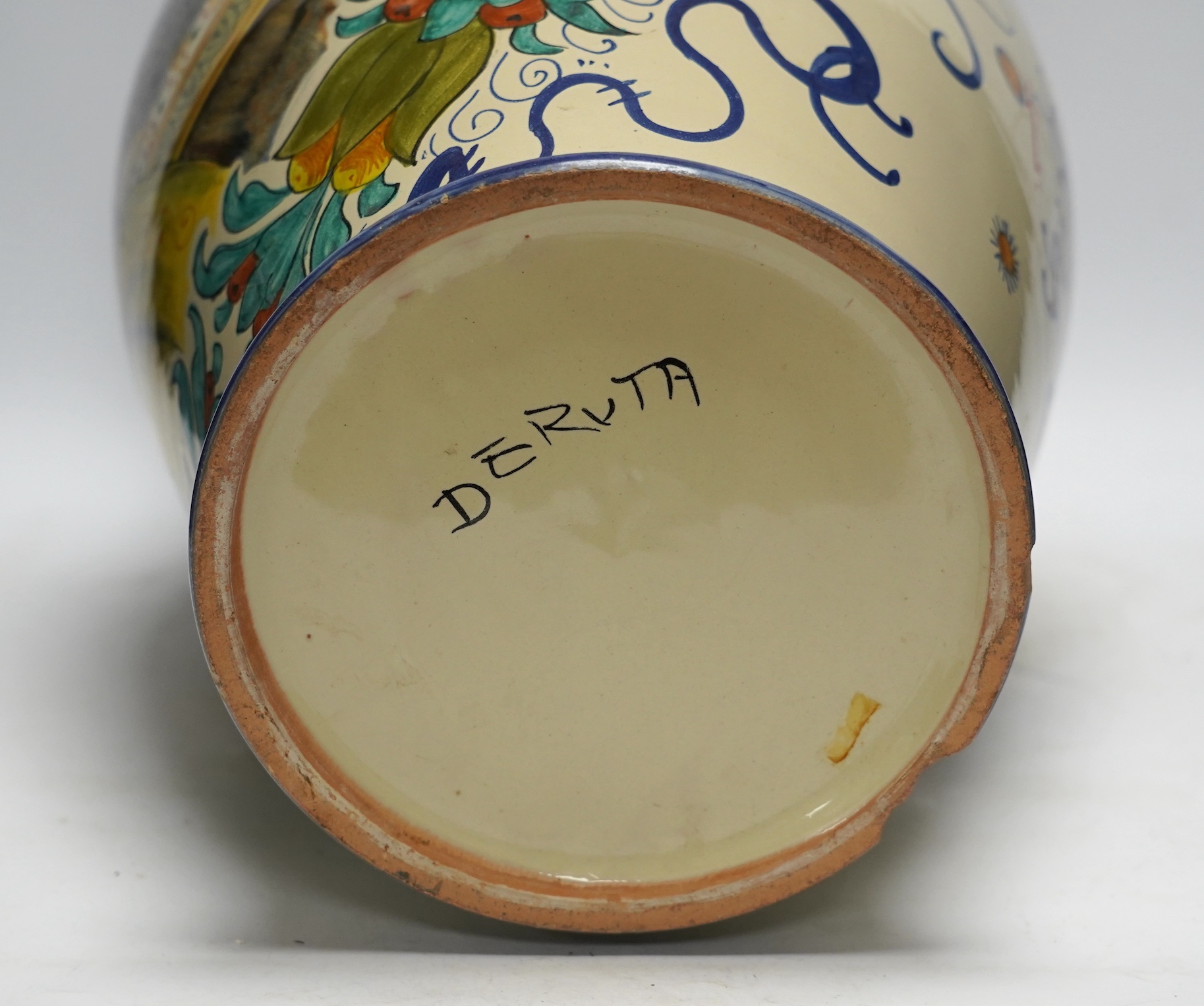 A 20th century large Deruta maiolica vase, 51cm high. Condition - fair to good